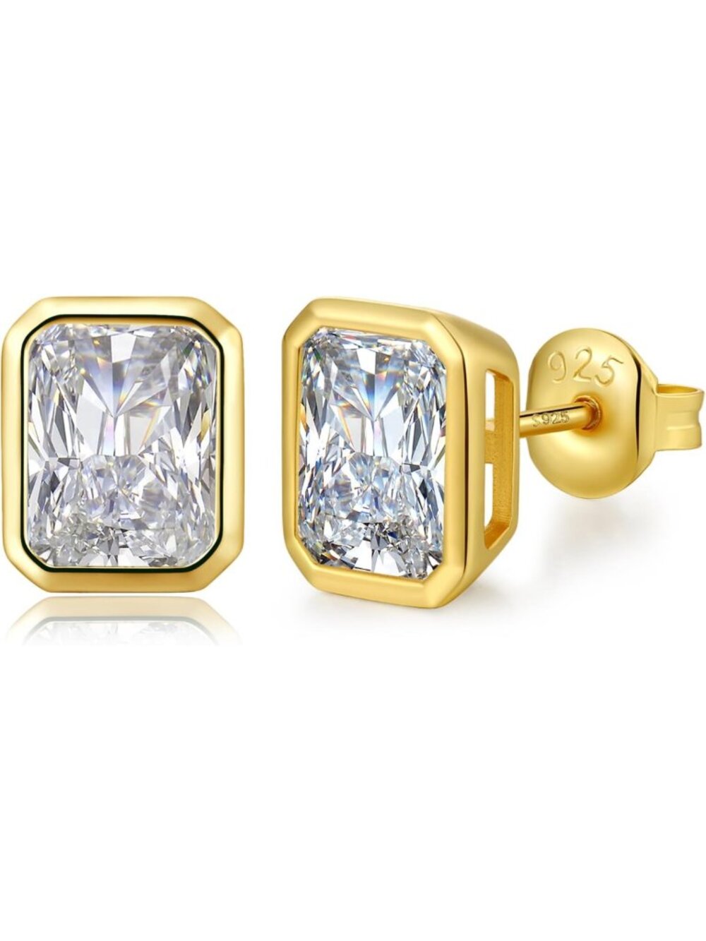 925 Sterling Silver Cubic Zirconia Stud Earrings - Heart, Oval, Trillion